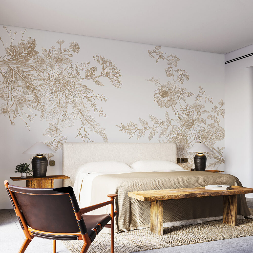 Bloementakken als fijne gravures — interieur 1