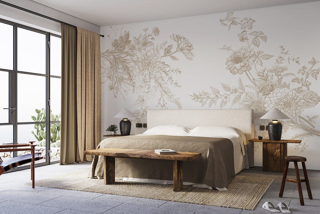 Bloementakken als fijne gravures — interieur 2