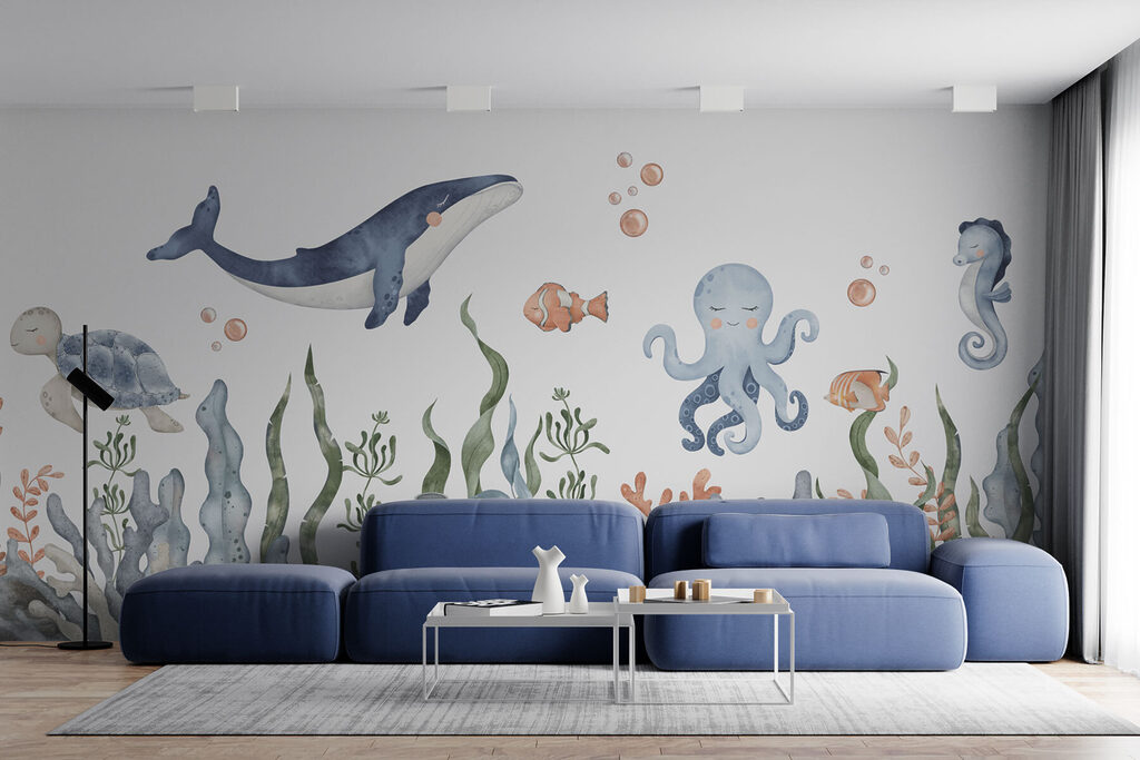 Walvis boven een rif — interieur 2