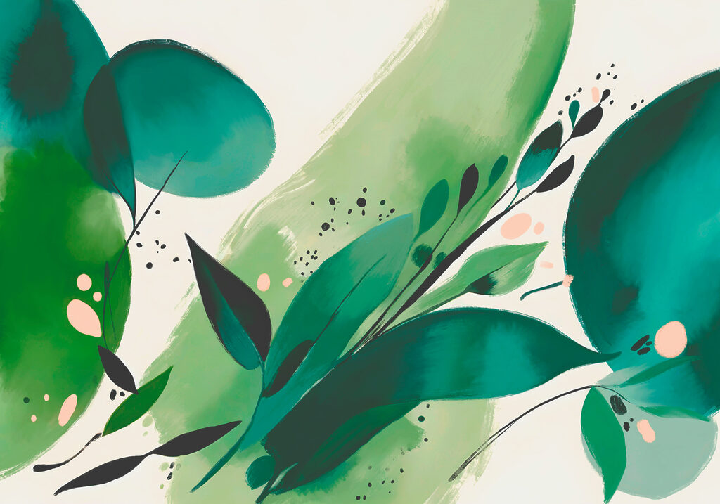 Groene vegen met bladeren — volledig ontwerp
