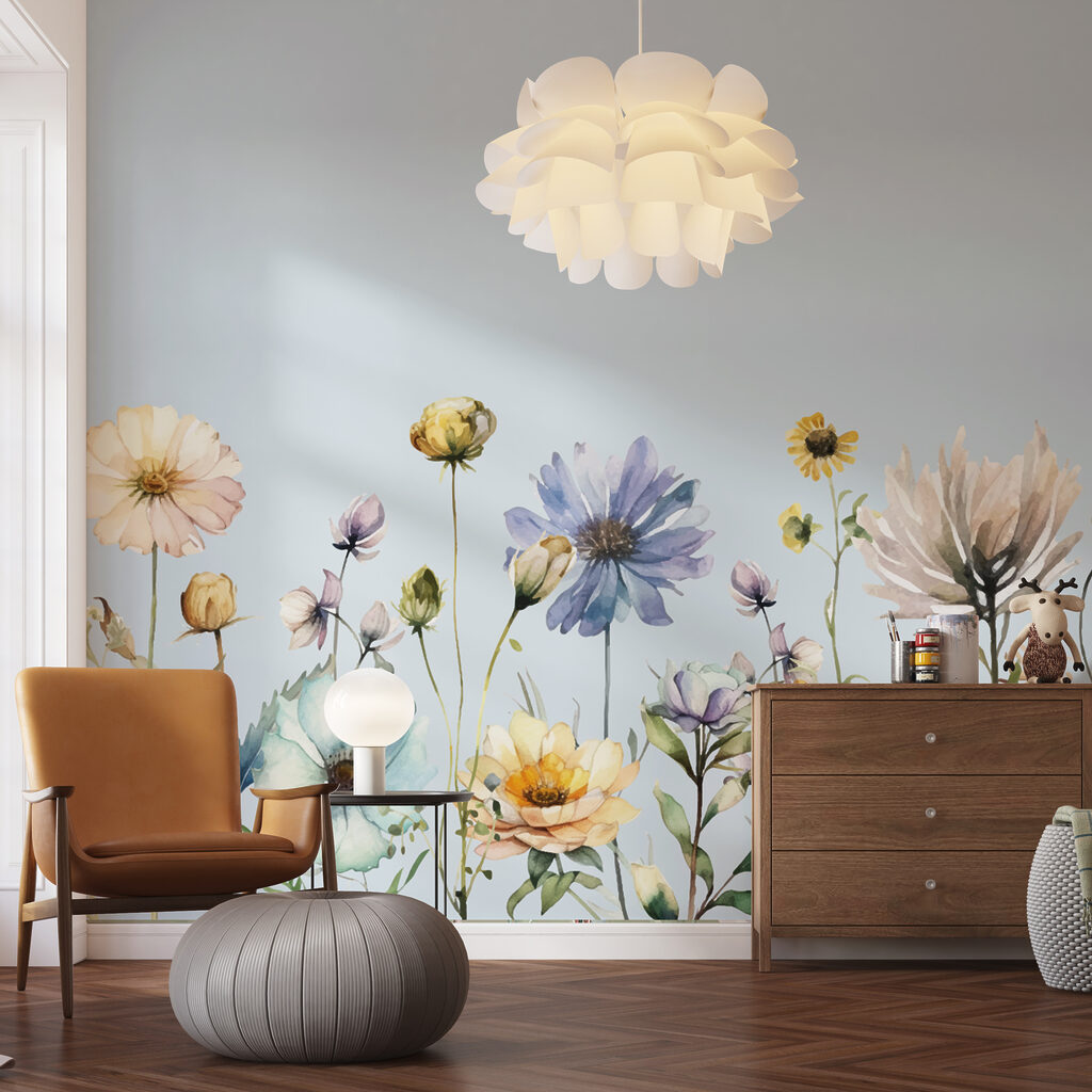Veldbloemen onder blauwe lucht — interieur 1
