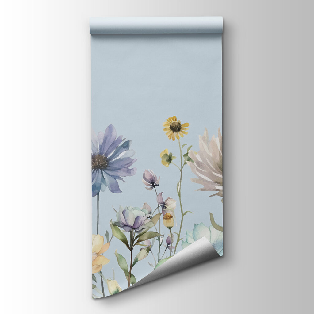Veldbloemen onder blauwe lucht — productweergave