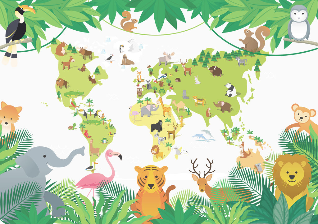 Jungledieren rond de wereld — volledig ontwerp