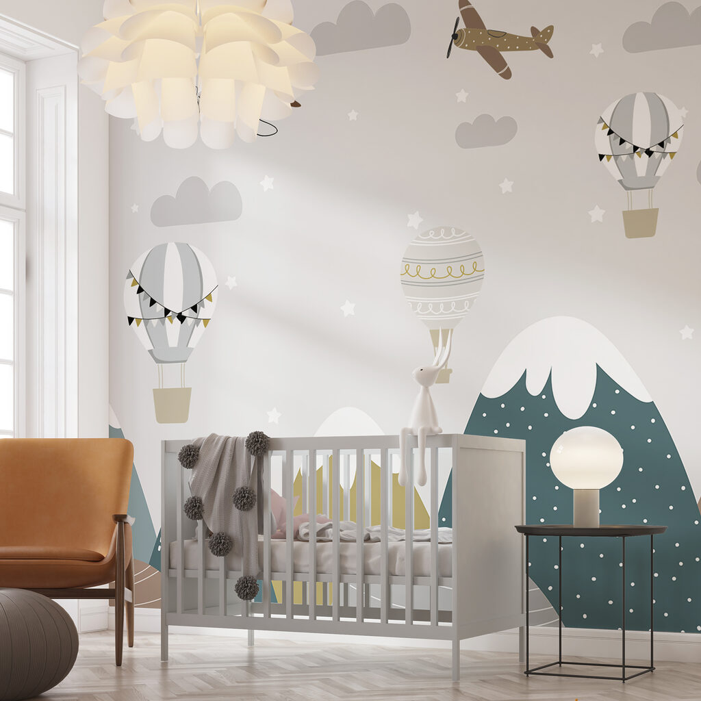 Hoog boven sprookjesachtige landschappen zwevend in een interieur
