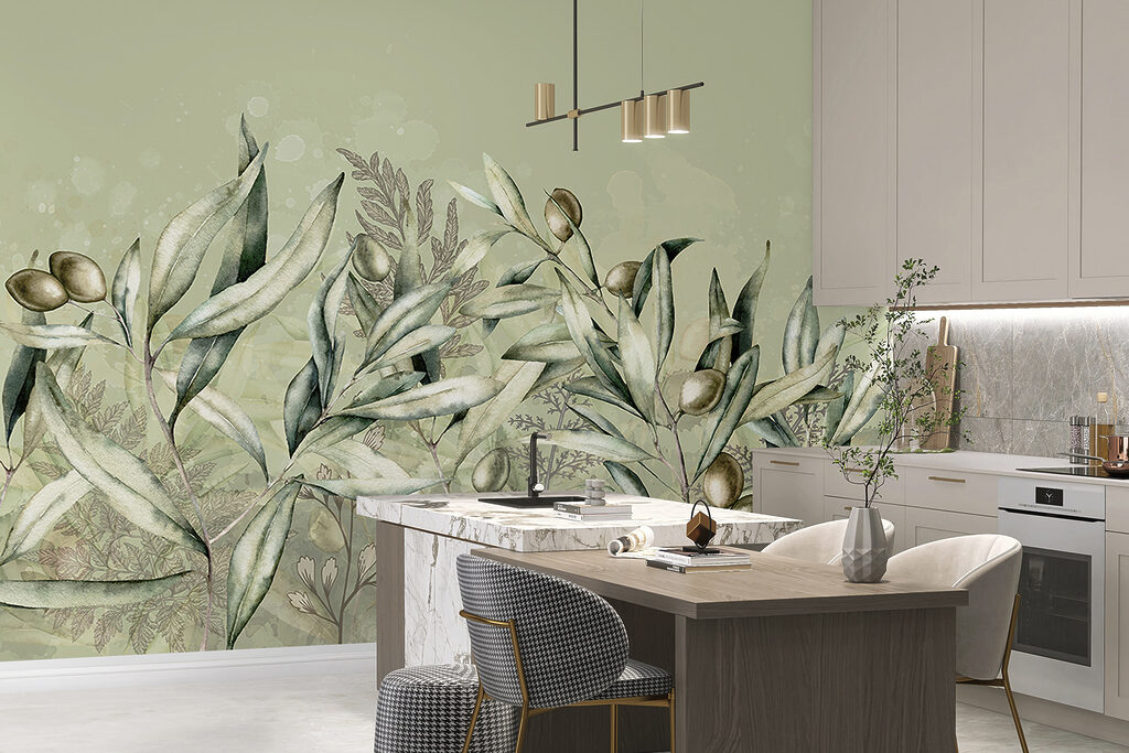 Olijftakken langs een onderrand — interieur 2