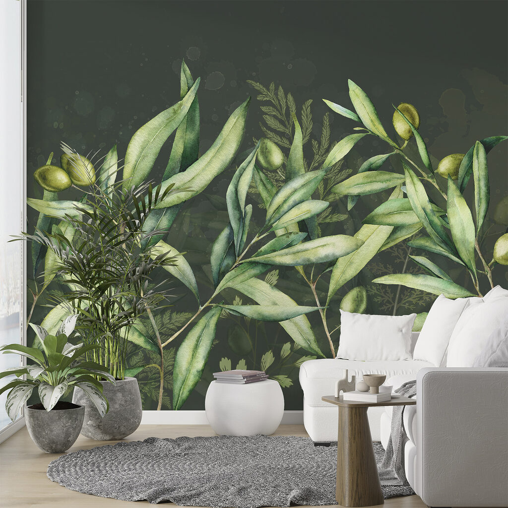 Olijftakken langs een onderrand — interieur 2