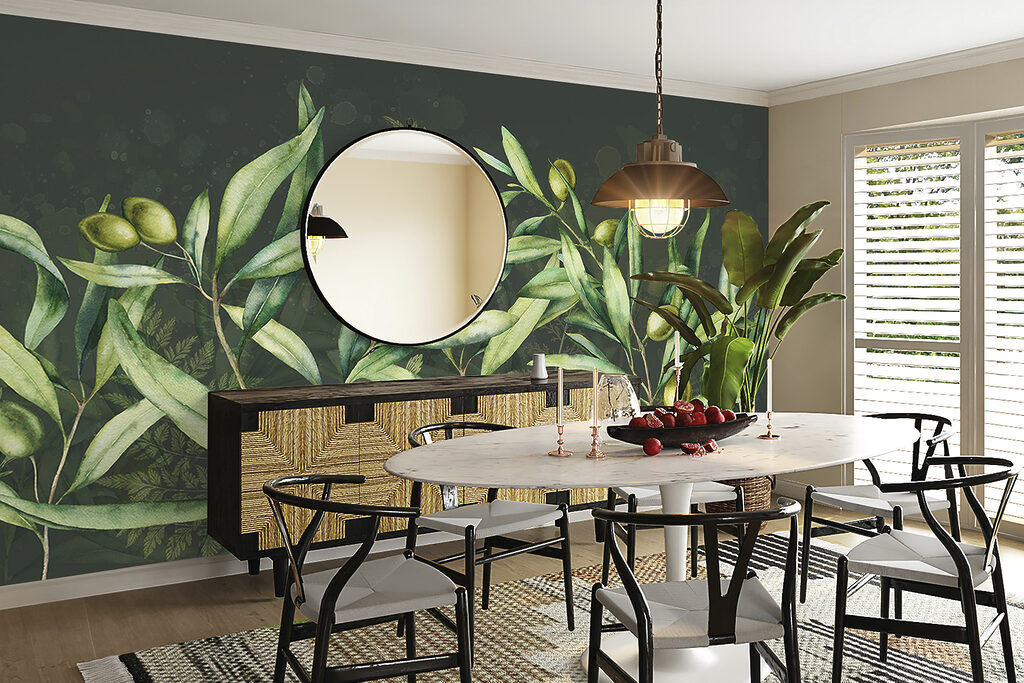 Olijftakken langs een onderrand — interieur 3