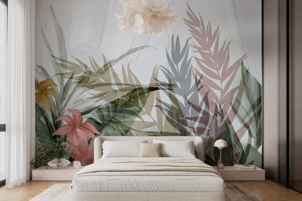 Bloemrijke elegantie in zachte tinten in een interieur
