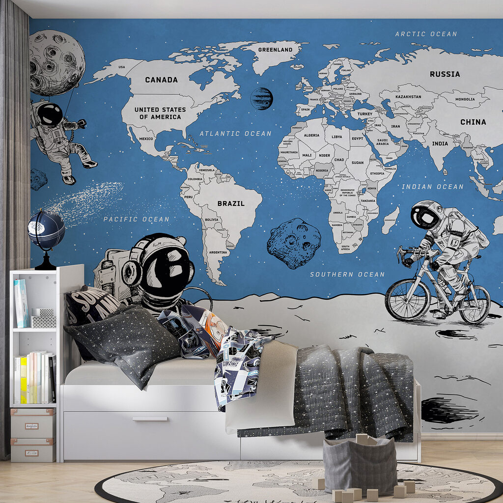 Een tekening van twee astronauten op de maan — interieur 2