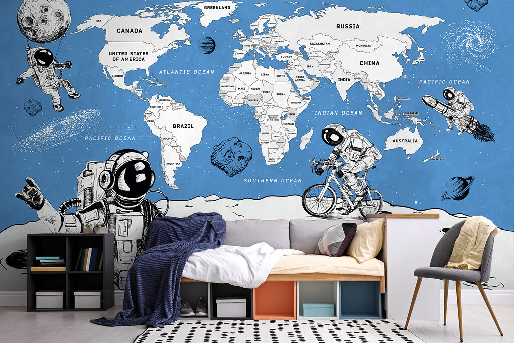 Een tekening van twee astronauten op de maan — interieur 3