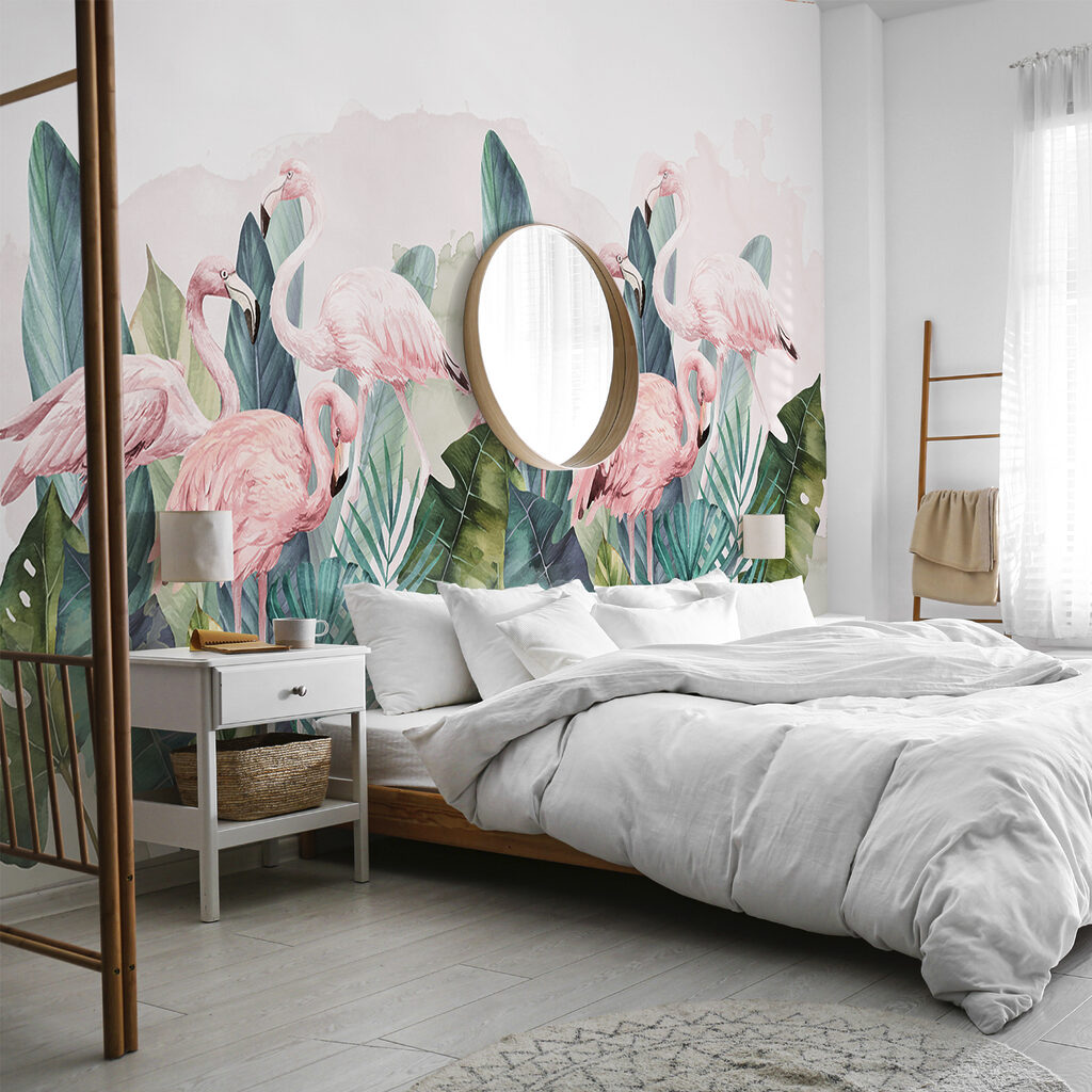 Flamingo's tussen turkooizen bladeren — interieur 2
