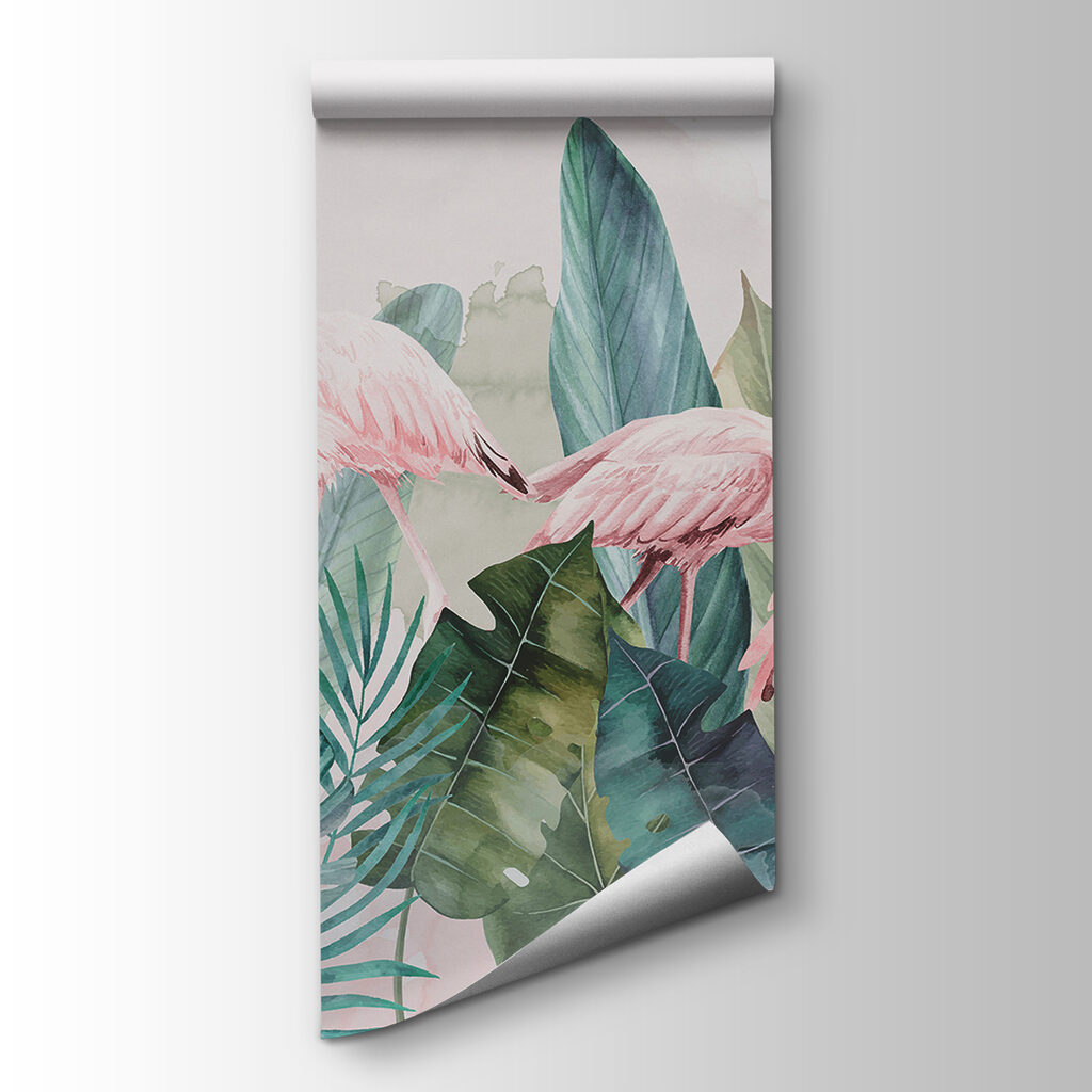 Flamingo's tussen turkooizen bladeren — productweergave