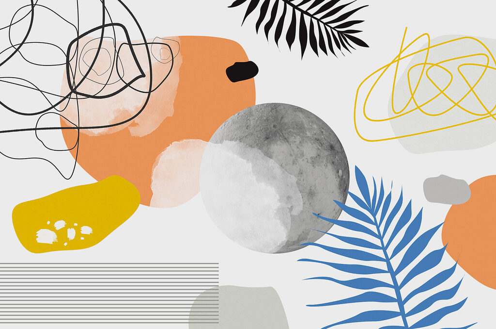 Losse vormen met blauw — volledig ontwerp