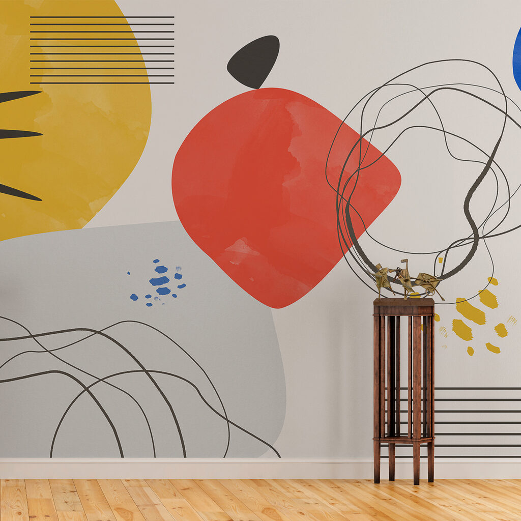 Kleurvlakken met losse krabbellijnen — interieur 1