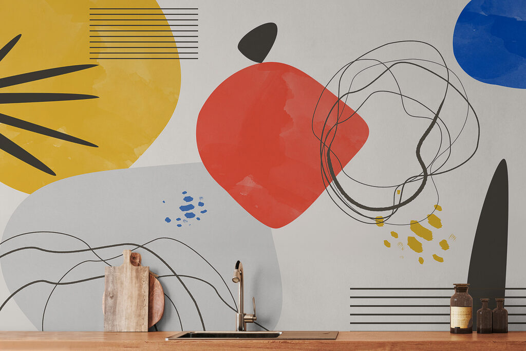 Kleurvlakken met losse krabbellijnen — interieur 2
