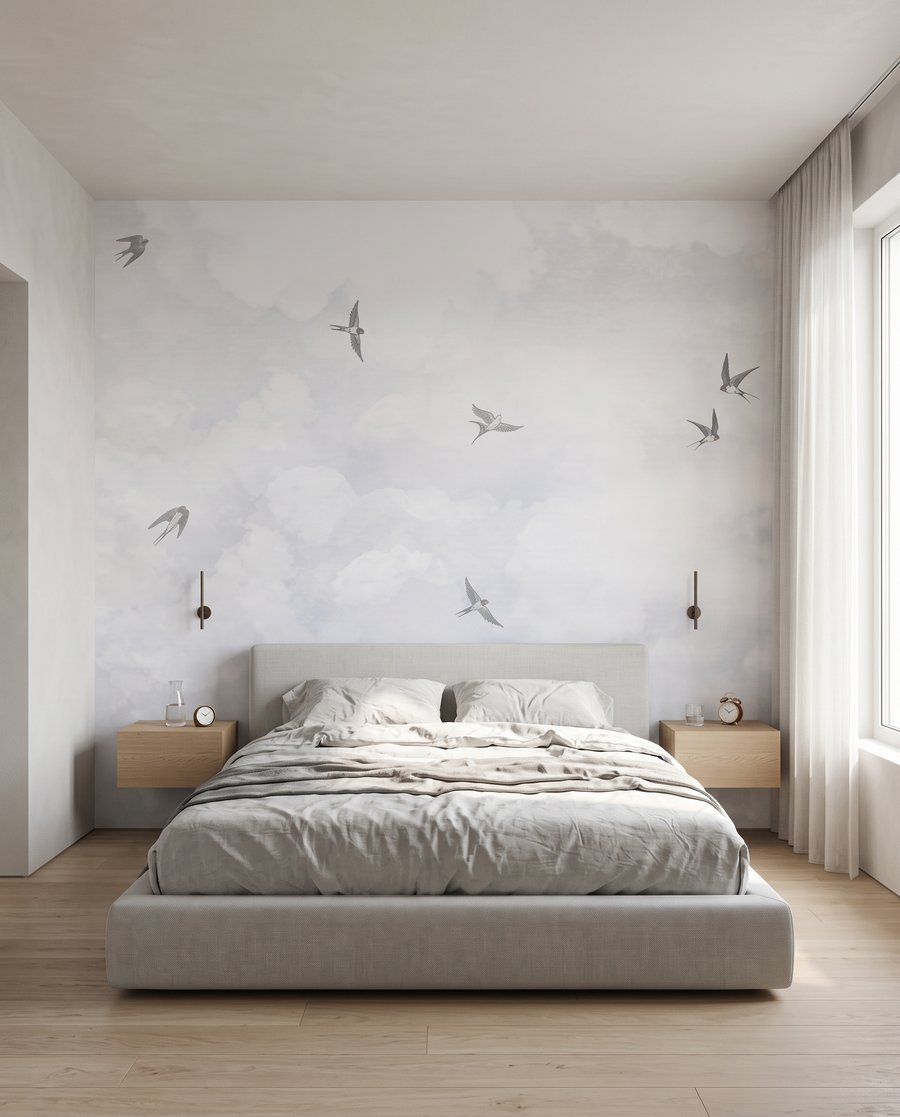 Vogels door witte wolkennevel — interieur 2