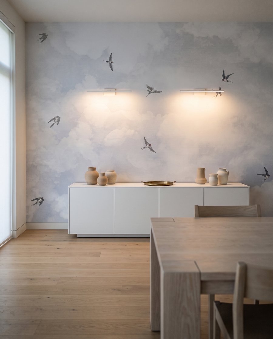 Vogels door witte wolkennevel — interieur 1
