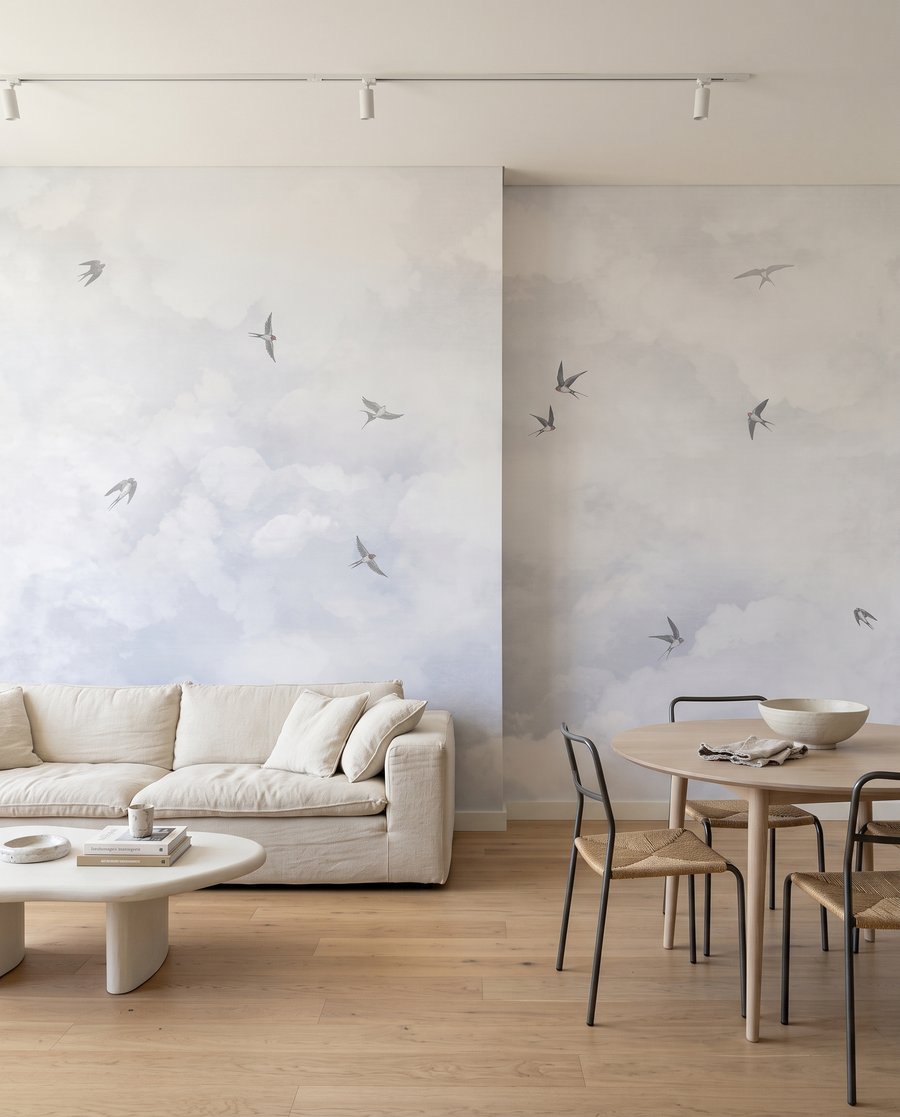 Vogels door witte wolkennevel — interieur 3