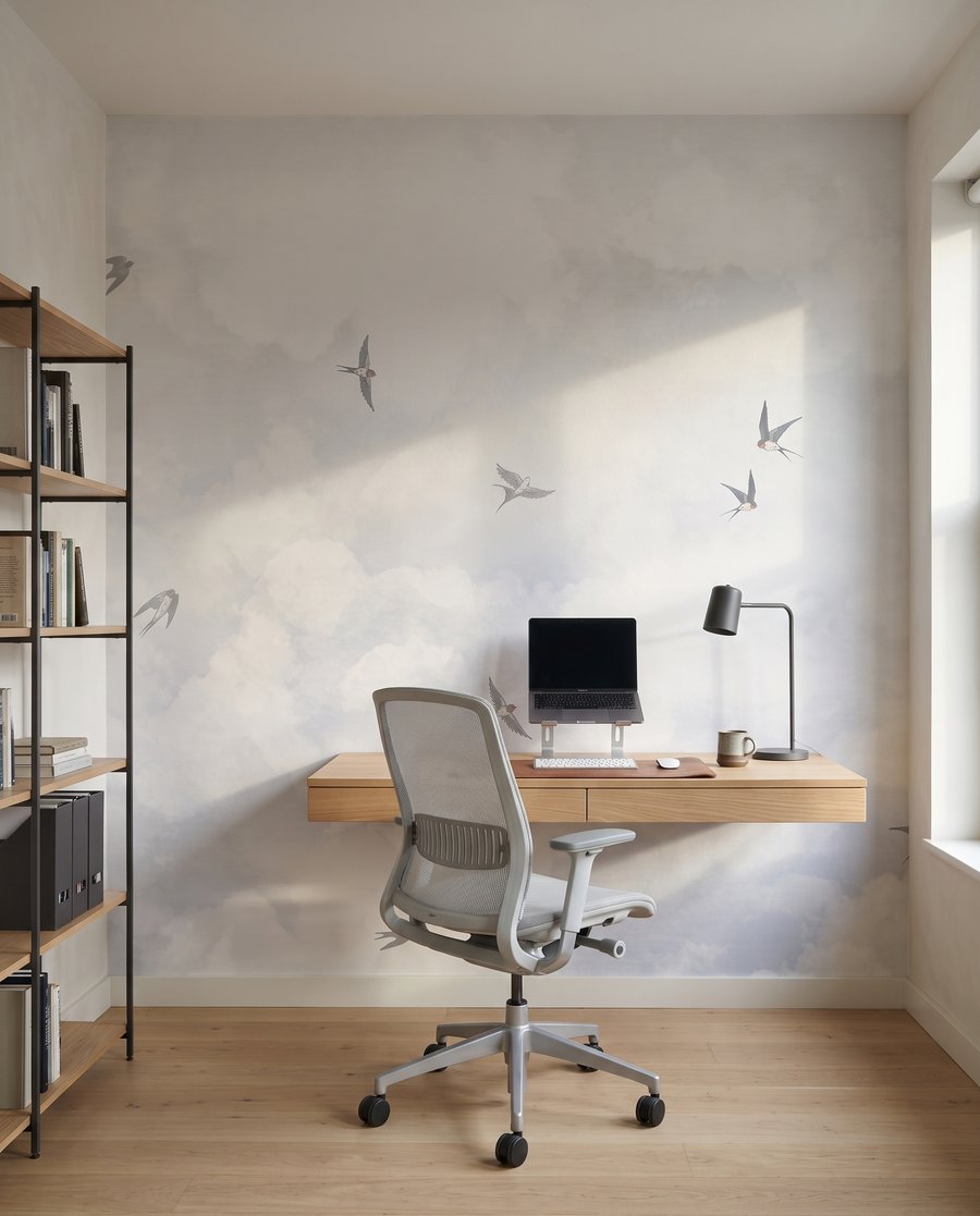 Vogels door witte wolkennevel — interieur 4