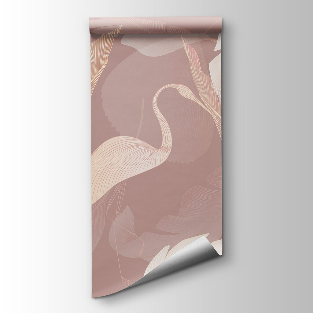 Flamingoschimmen achter groot blad — productweergave