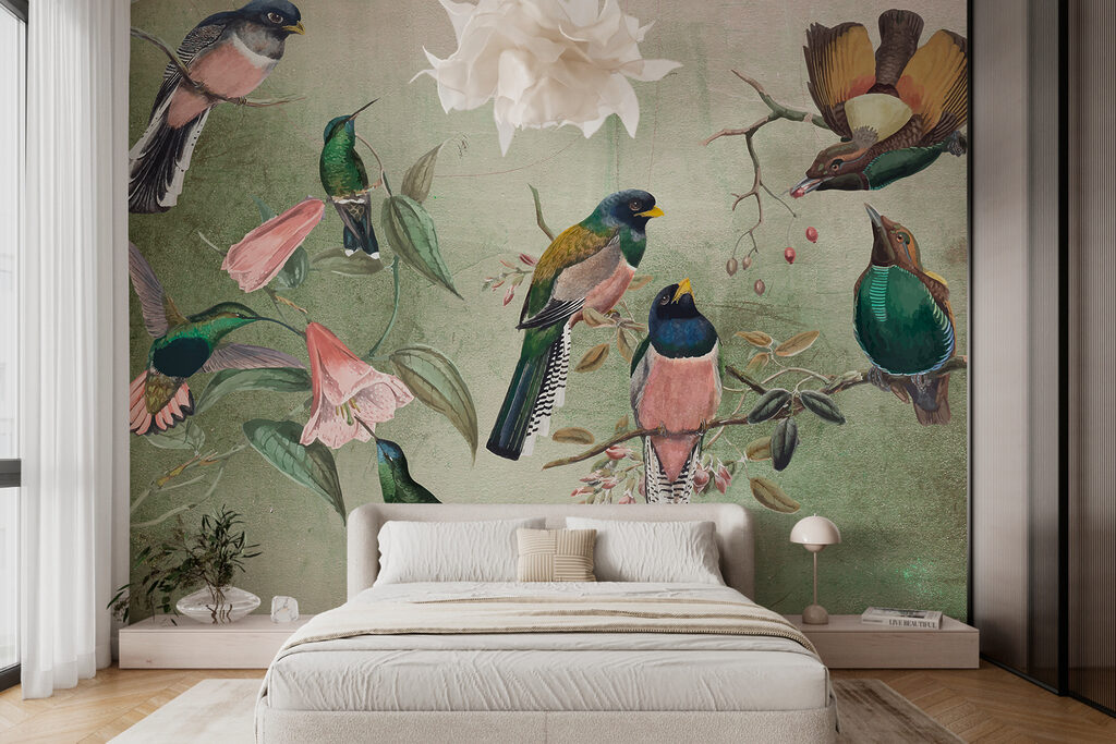 Kleurige vogels op takken — interieur 1