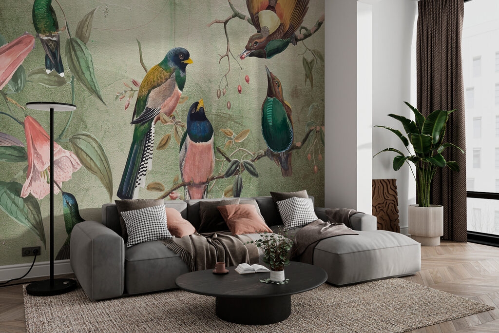 Kleurige vogels op takken — interieur 3