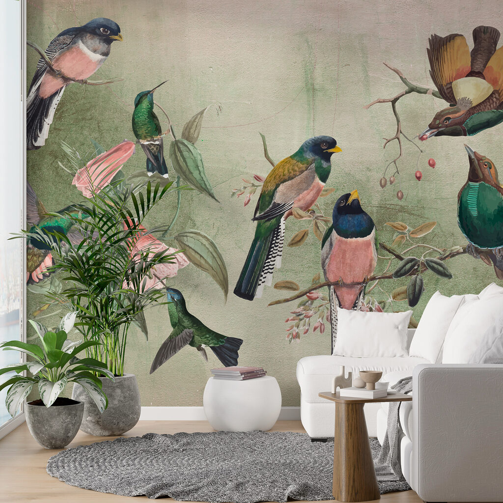 Kleurige vogels op takken — interieur 4