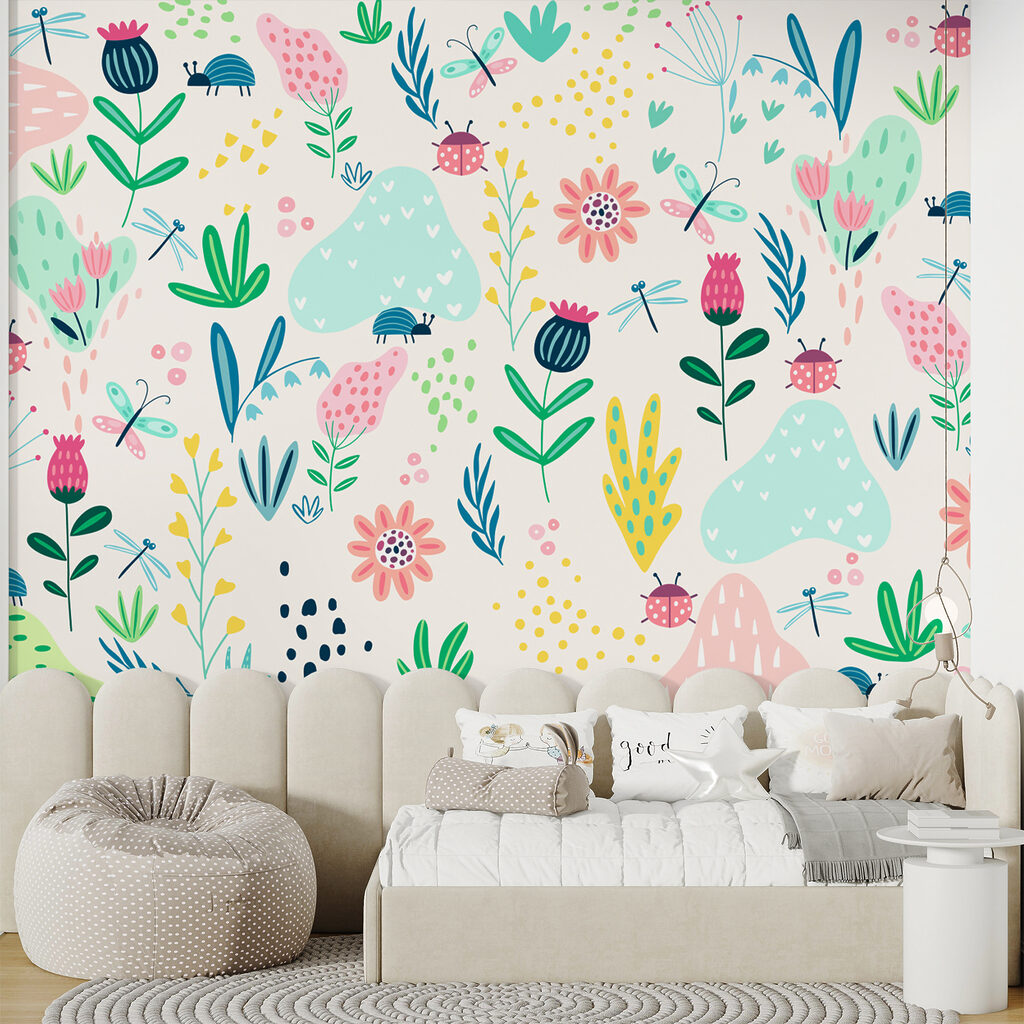 Kevertjes tussen kleurige bloemen — interieur 2