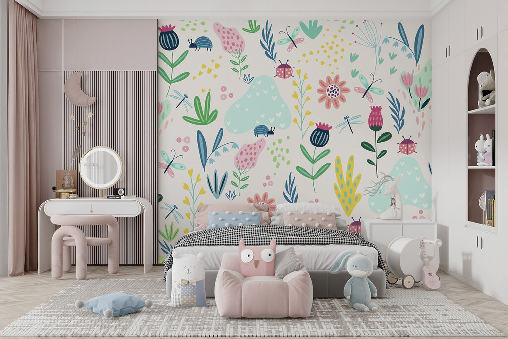 Kevertjes tussen kleurige bloemen — interieur 3