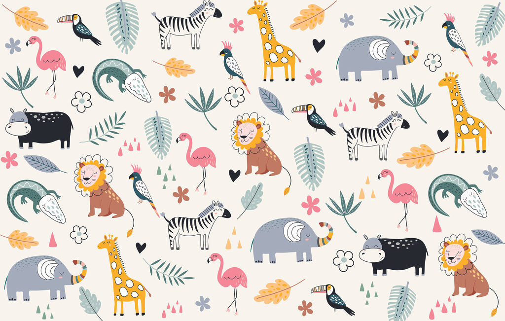 Safaridieren in speels ritme — volledig ontwerp
