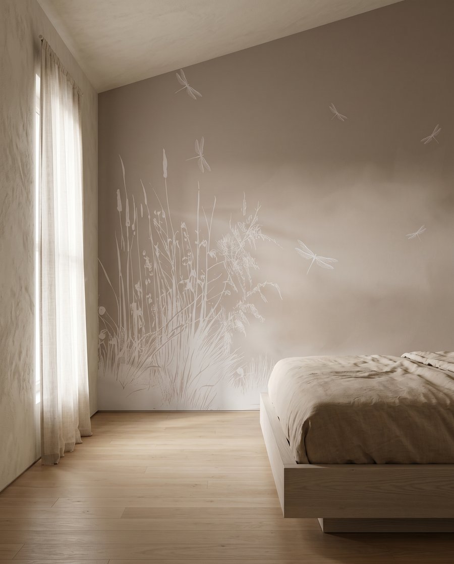 Witte grassen rond verfnevel — interieur 3