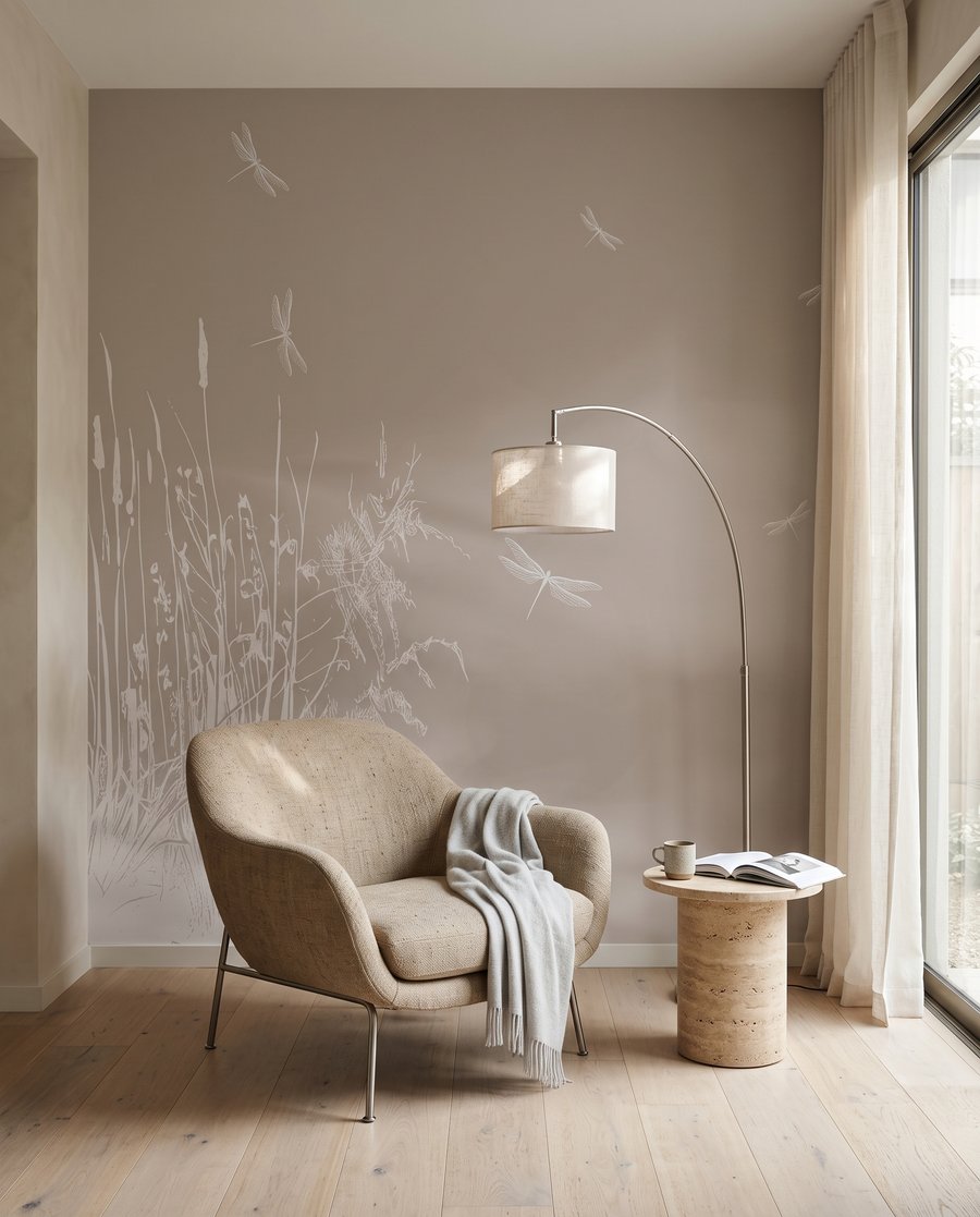 Witte grassen rond verfnevel — interieur 5