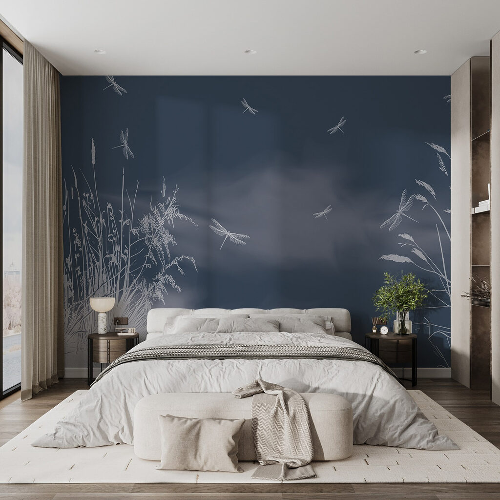 Libellen rond fijne rietlijnen — interieur 3