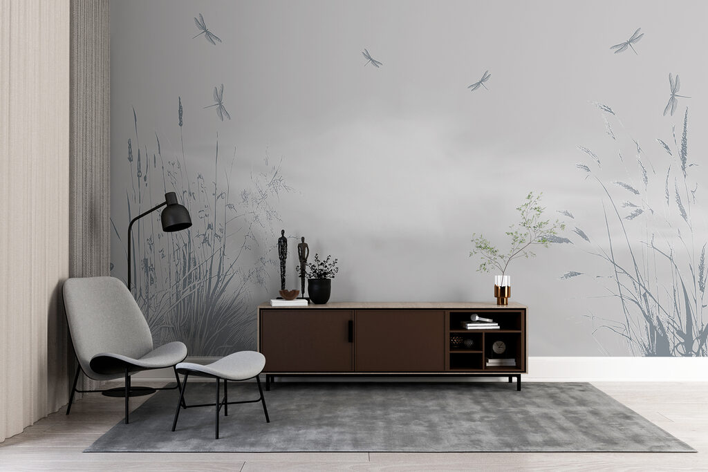 Libellen rond fijne rietlijnen — interieur 1