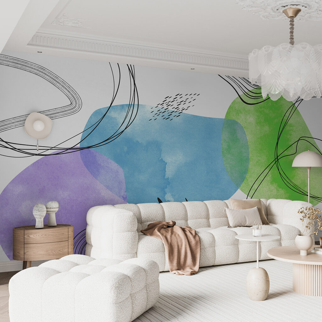Kleurvlekken tussen losse lijnbundels — interieur 2