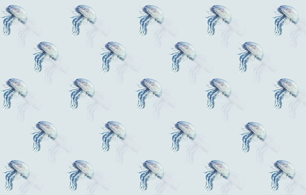 Kleine kwallen in blauw — volledig ontwerp