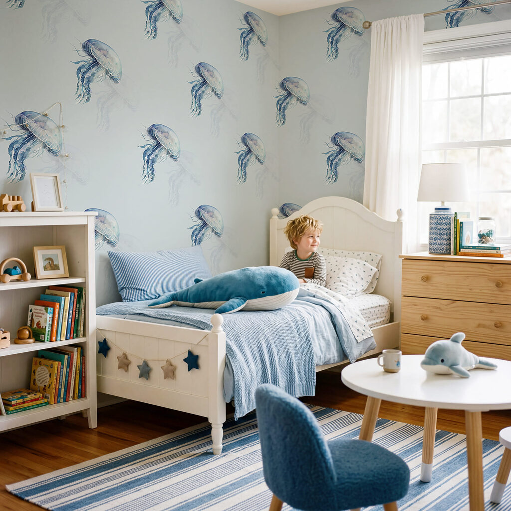 Kleine kwallen in blauw — interieur 1