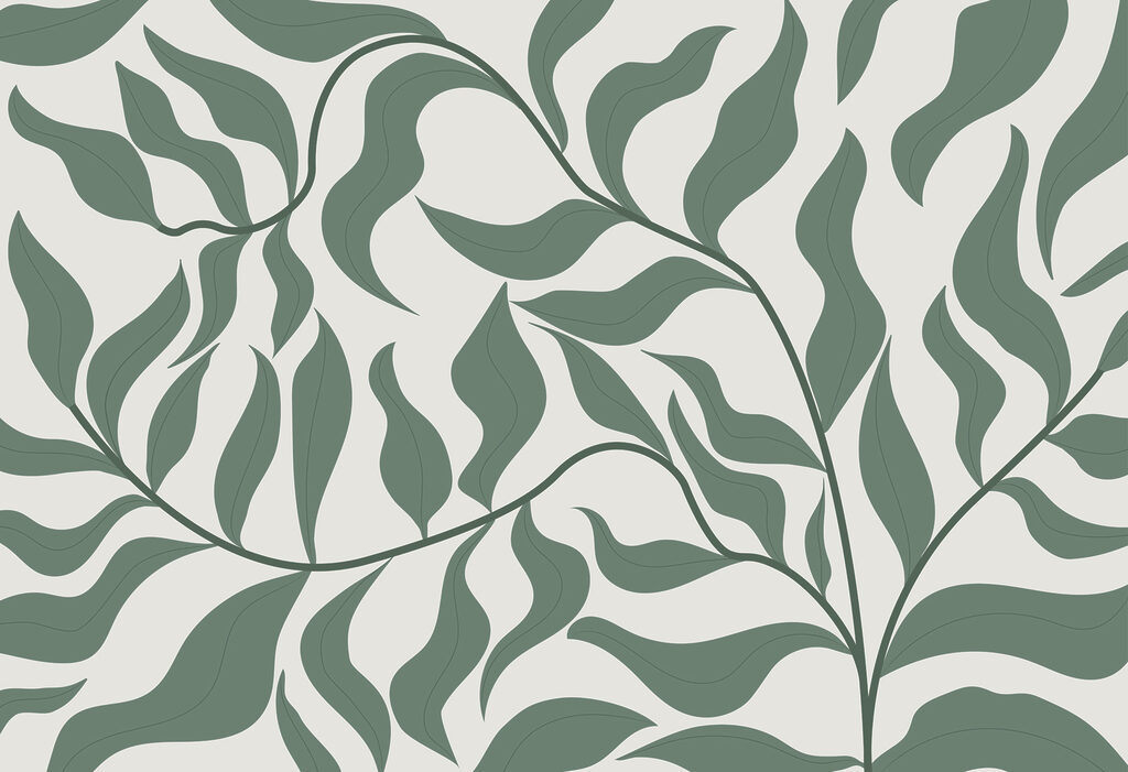 Groene bladranken in silhouet — volledig ontwerp