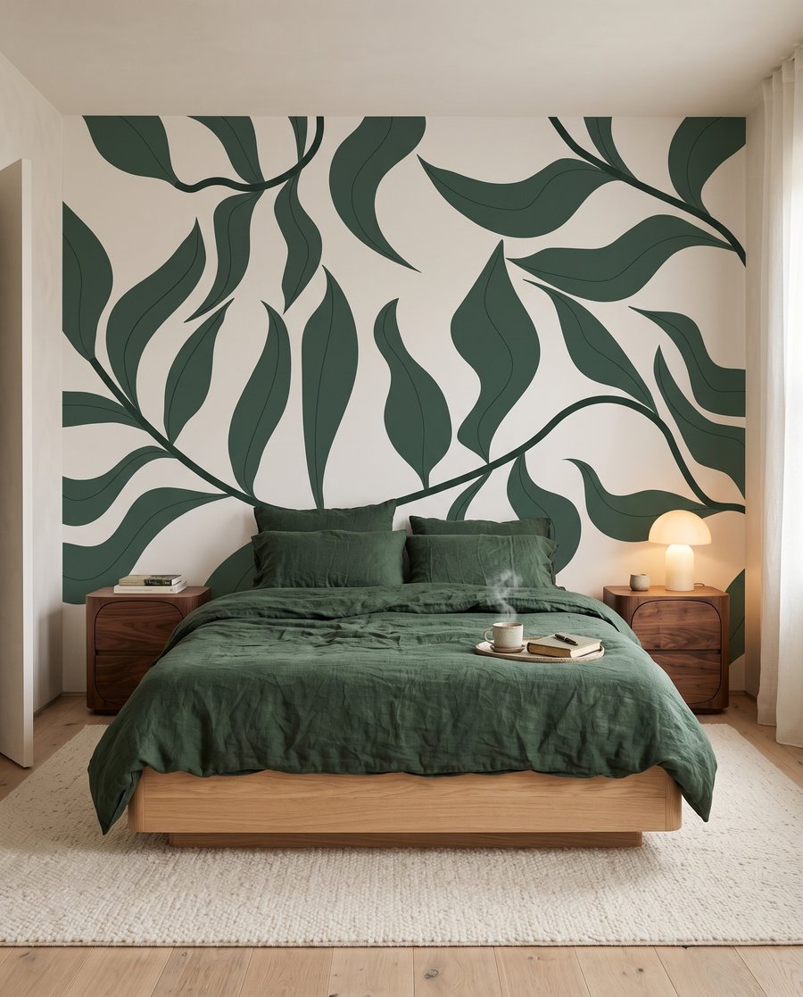 Groene bladranken in silhouet — interieur 2
