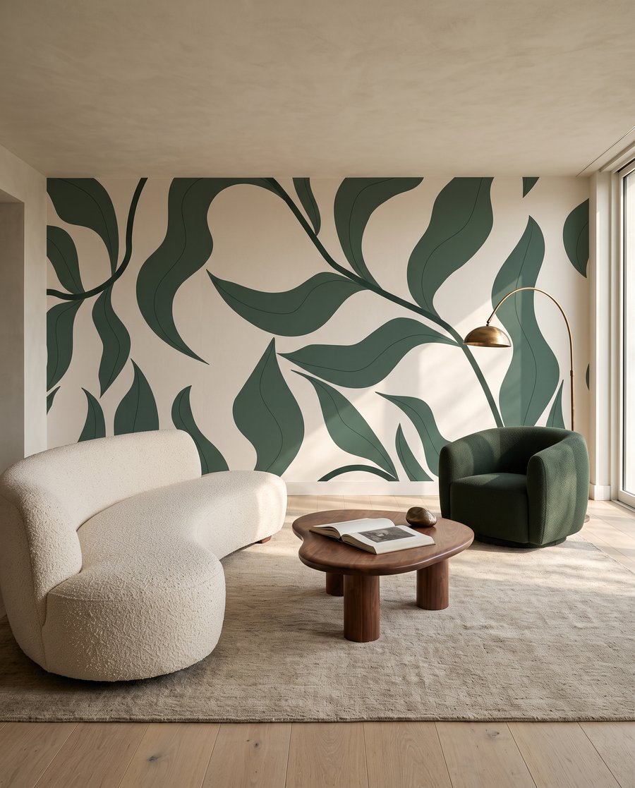 Groene bladranken in silhouet — interieur 5