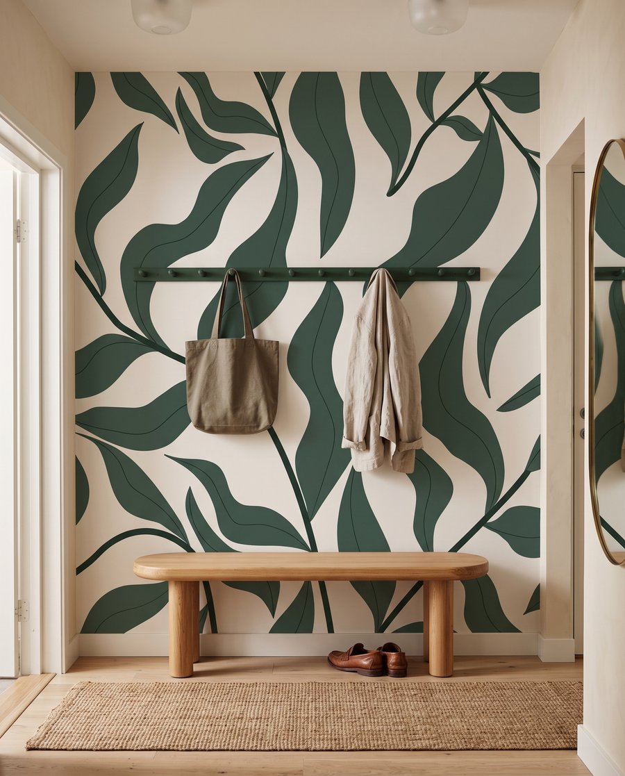 Groene bladranken in silhouet — interieur 6