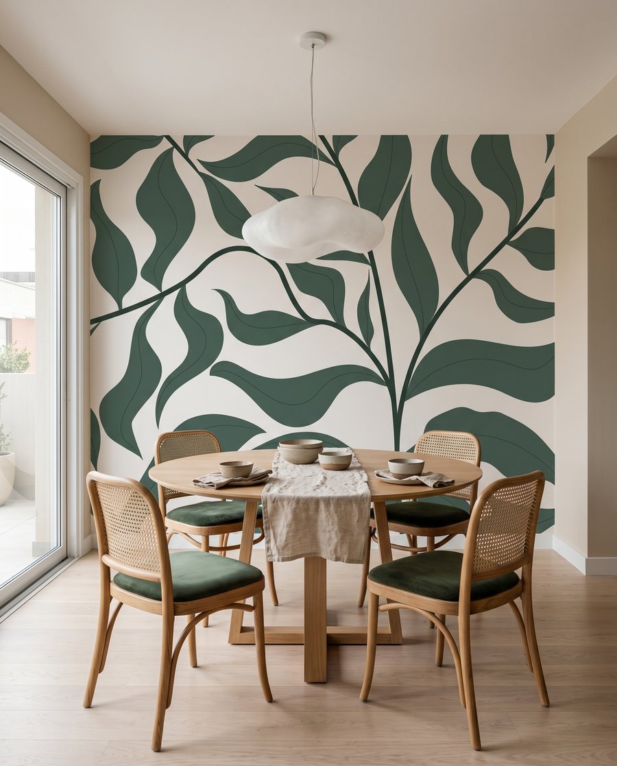 Groene bladranken in silhouet — interieur 7