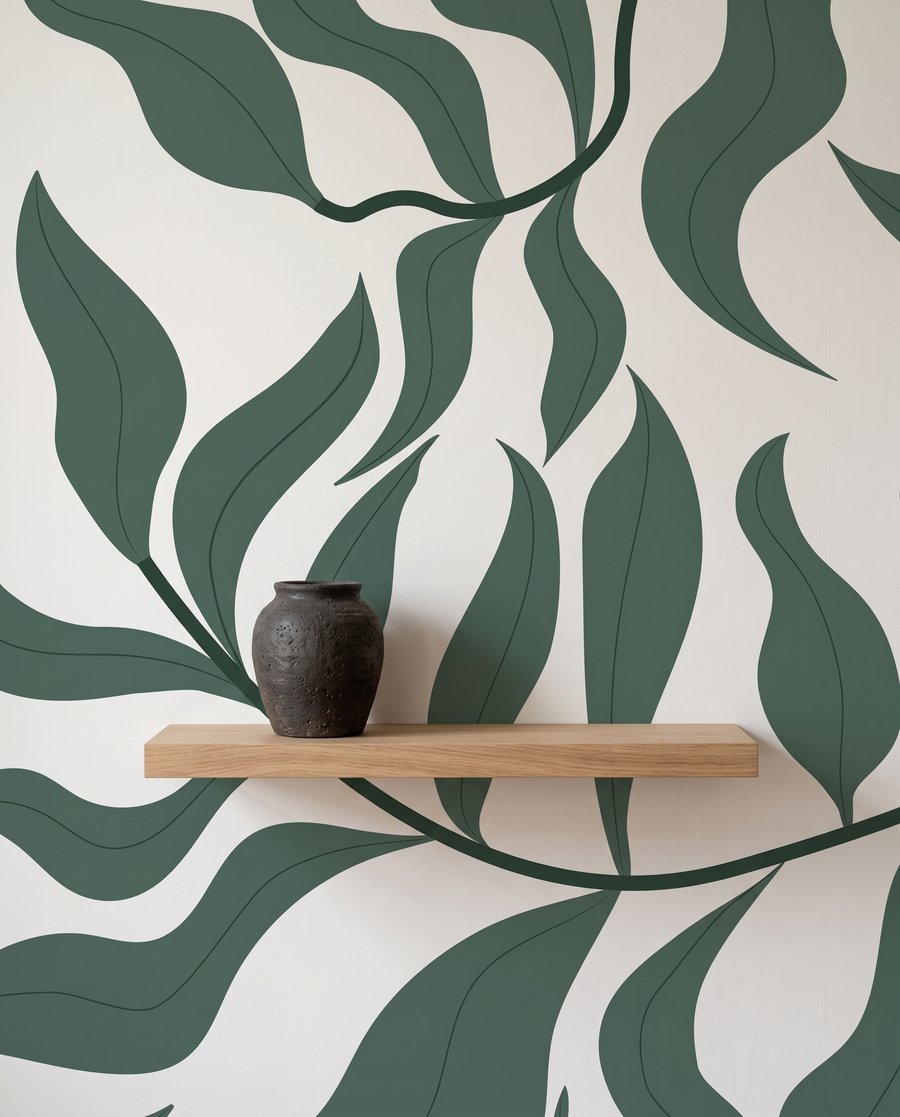 Groene bladranken in silhouet — interieur 9