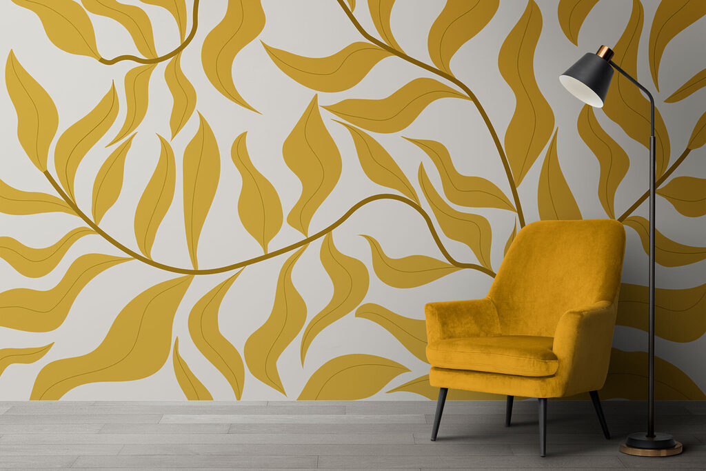 Een geel blad op een witte achtergrond — interieur 2