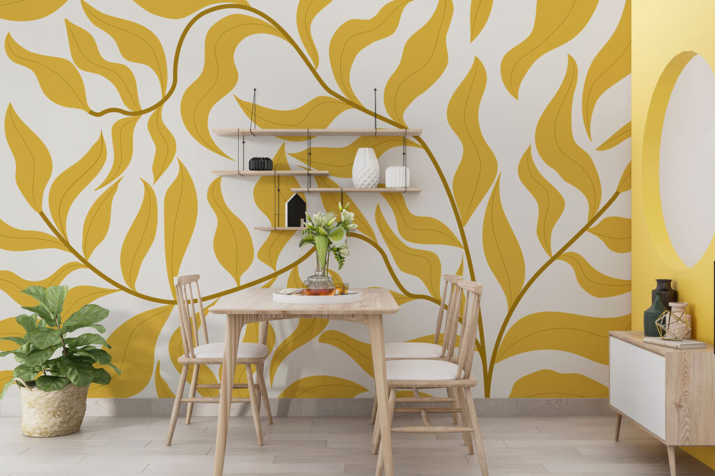 Een geel blad op een witte achtergrond — interieur 3