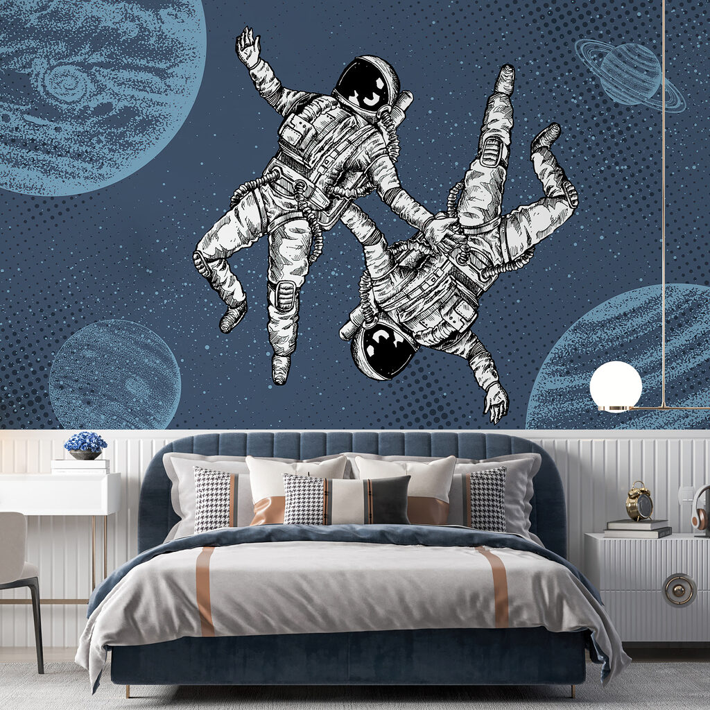 Twee astronauten zweven samen — interieur 2