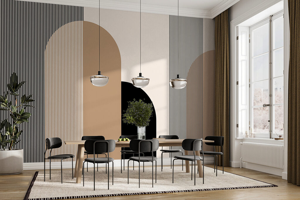 Een zwart met bruin en wit kunstwerk — interieur 3
