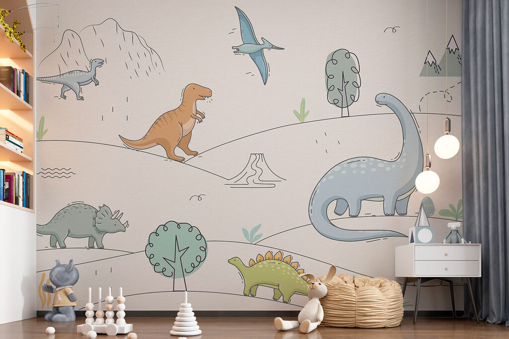 Dinosaurussen in fijne tekencontouren — interieur 1