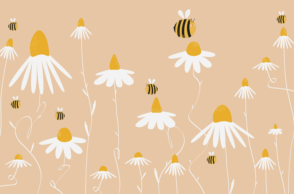 Een bij op een bloem — volledig ontwerp