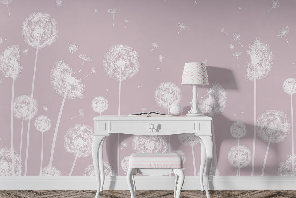 Een witte paardenbloem die door de lucht vliegt — interieur 1